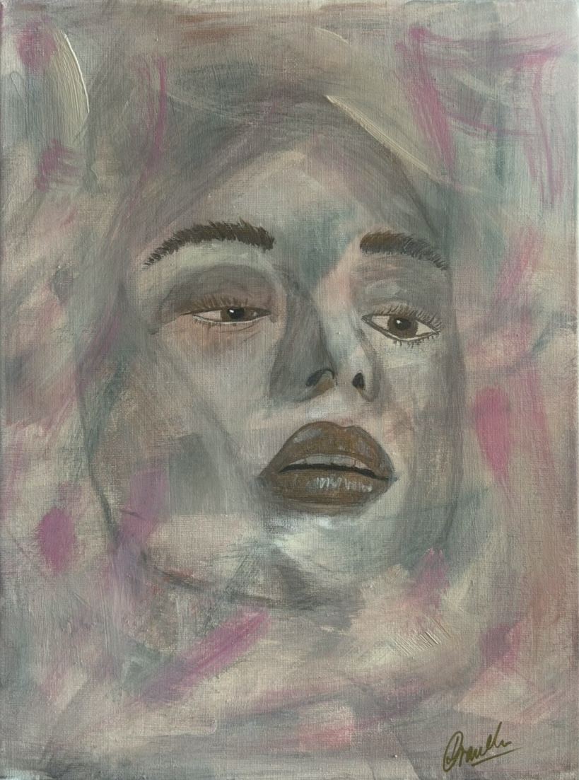 Veiled Thoughts — soft face emerging from muted washes