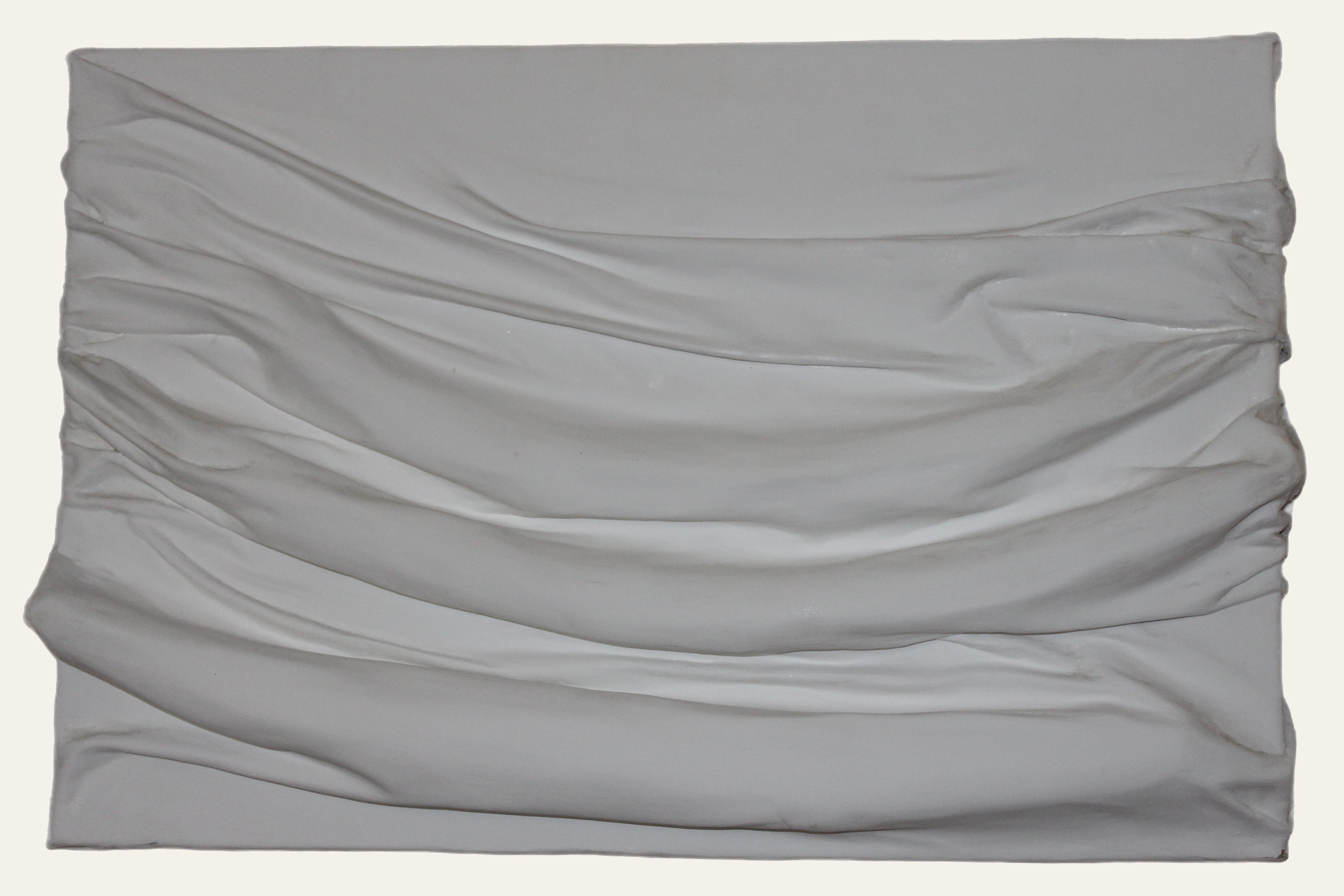 Whispers in White — sculptural panel of draped fabric-like folds in pure white